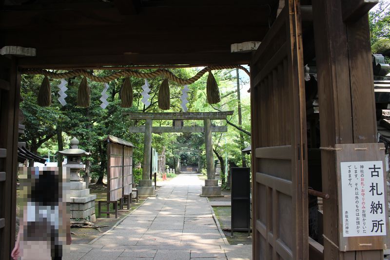 社殿側から見た楼門と鳥居